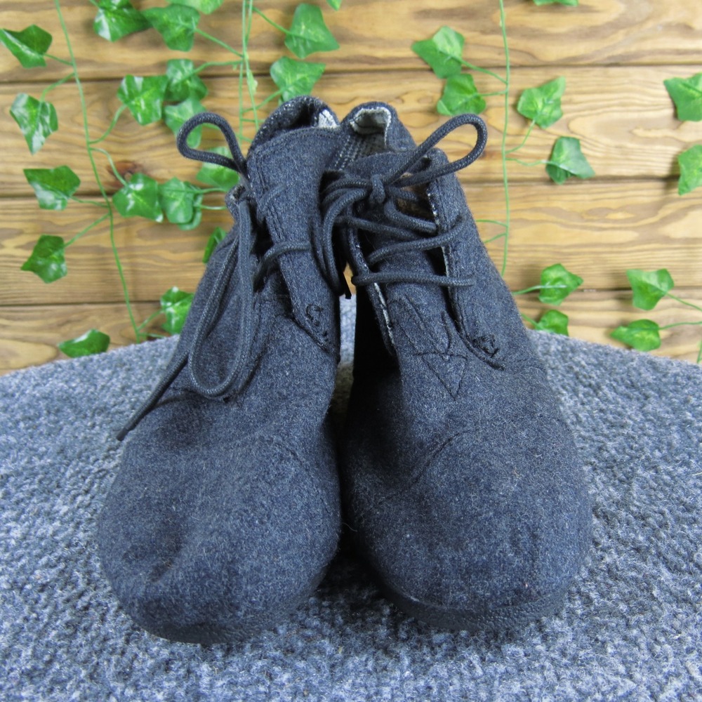 TOMS Women 6.5 Gray Wool Lace Up Hidden Wedge Booties Casual Comfort - Picture 2 of 8
